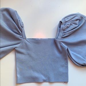 Zara puff shoulder crop top